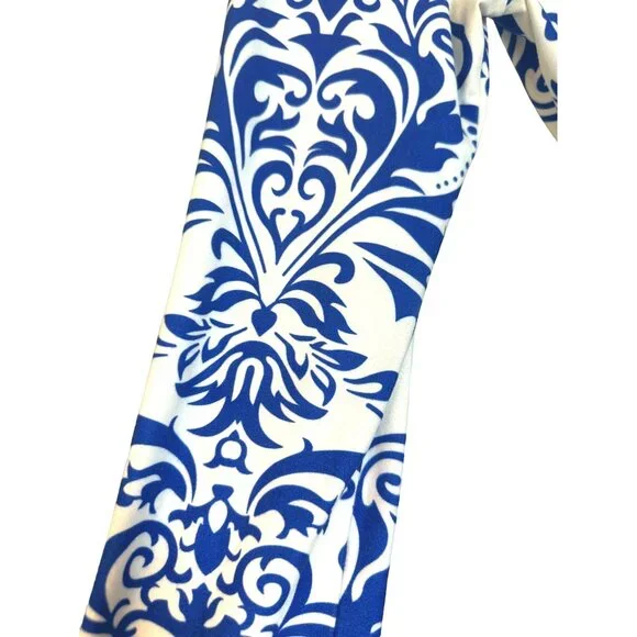 Halife Womens Long Sleeve Blue and White Abstract Patterned Tunic Top M - Picture 3 of 6